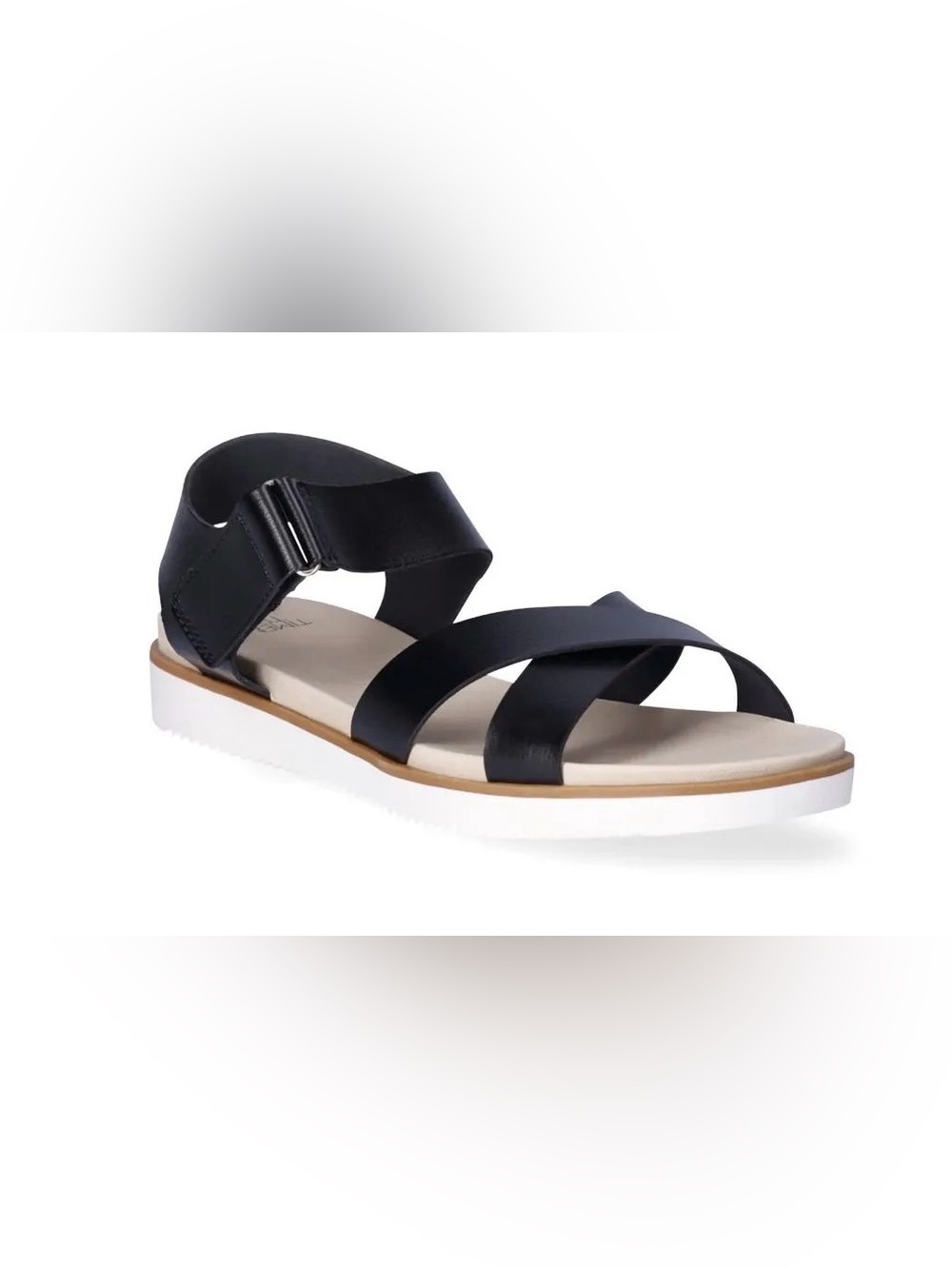 Time & Tru Black Crisscross Strap Sandal
